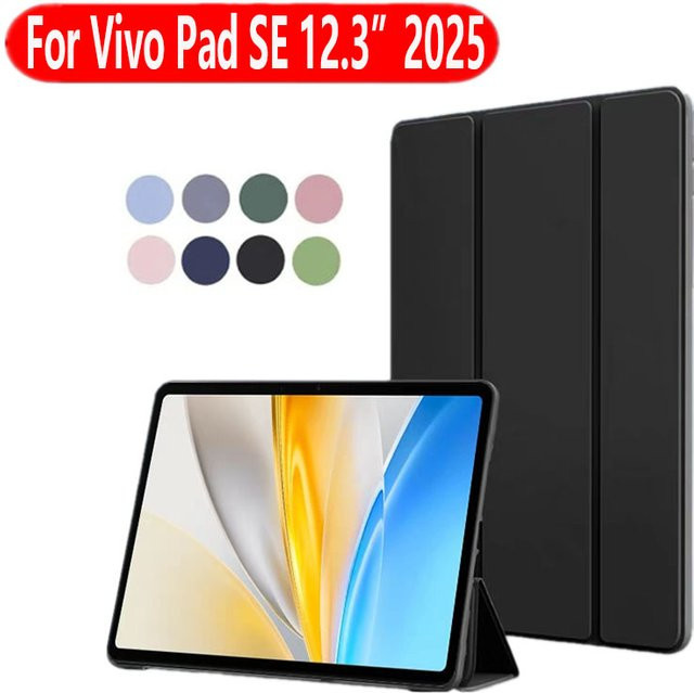 Magnetische Schutzhülle für Vivo Pad SE 12,3 2025 aus PU und TPU mit Standfunktion in Schwarz oder Grün - Bild 1