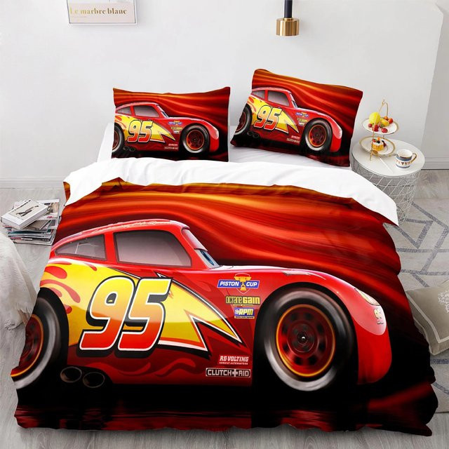 Paslu Kinderbettwäsche-Set Lightning McQueen 3D-Design, 3-teilig, Rot, B/H: 245 x 210 cm - Bild 1