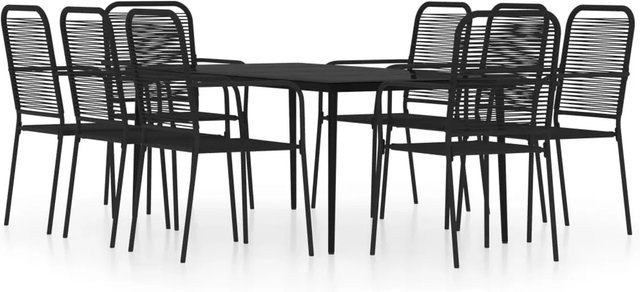 vidaXL 9-teilige Garten-Essgruppe aus Stahl und Glas in Schwarz - Bild 1