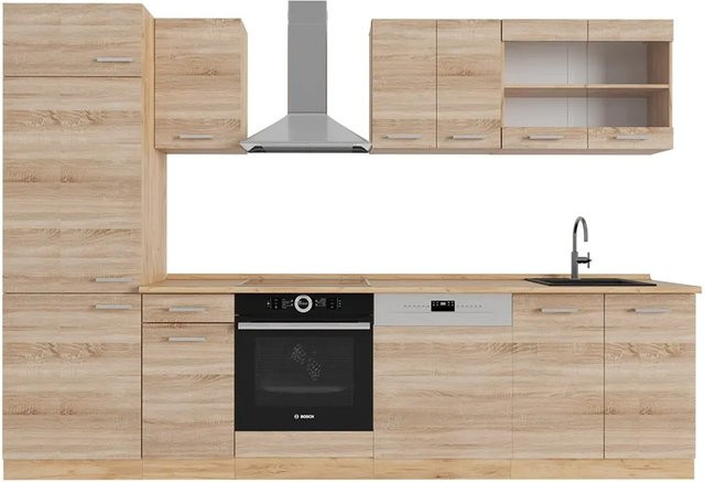 Vicco R-Line Küchenzeile Sonoma/Goldkraft Eiche, Breite: 300 cm - Bild 1