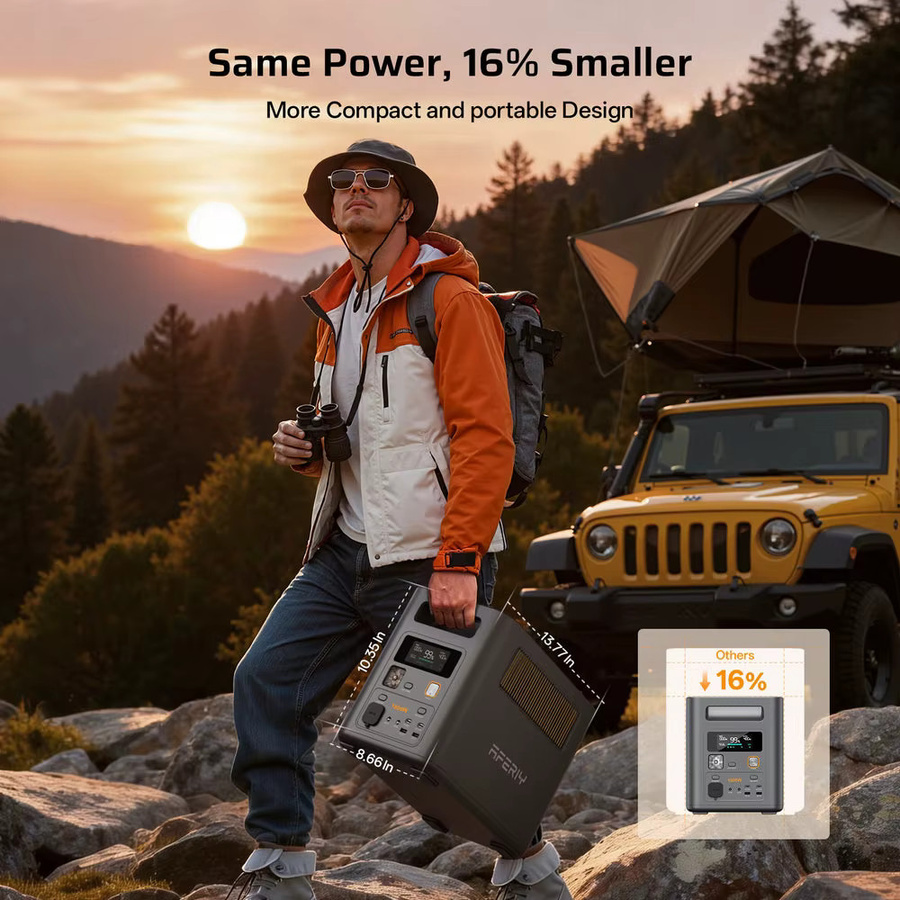 AFERIY P180 Tragbare Stromversorgung mit 1024Wh LiFePO4 Batterie, 1800W Reine Sinuswelle AC und 140W PD USB-C Schnellladestation mit 9 Ausgängen - Bild 4