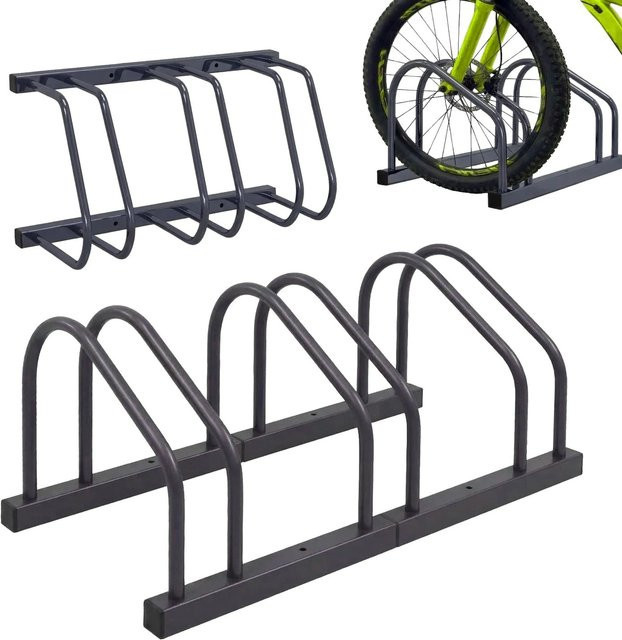 Relaxdays Fahrradständer aus Stahl in Anthrazit für 3 Fahrräder zur Boden- und Wandmontage, B/T/H: 75 x 27 x 24 cm - Bild 1