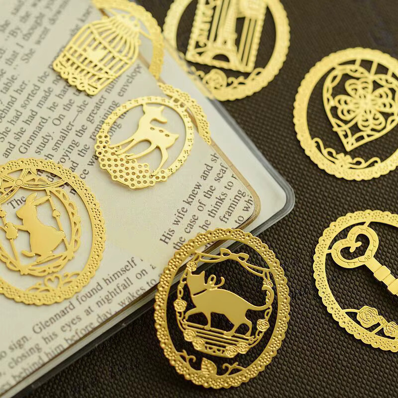 Kreatives Metall Lesezeichen in Gold mit süßem Cartoon Tier Design für Büro und Schule - Bild 2