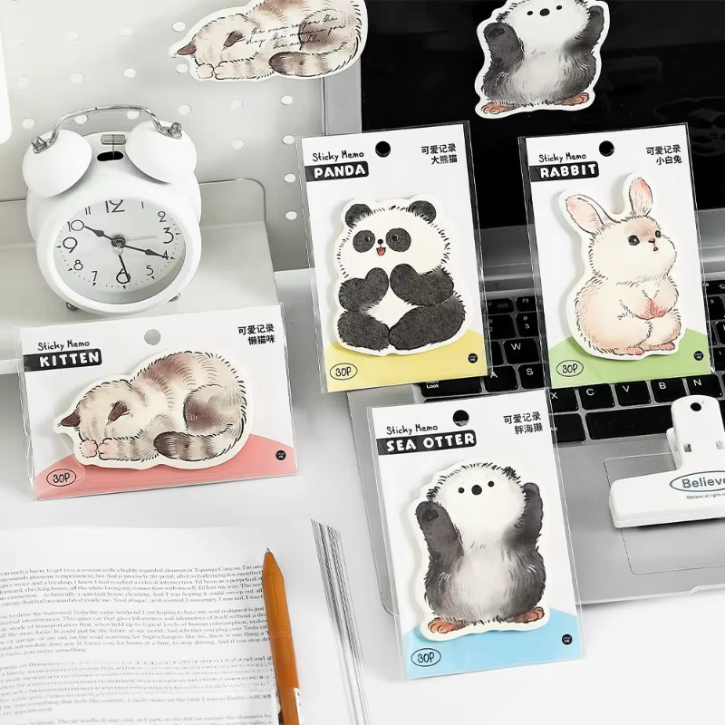 Kawaii Tier-Notizblock mit niedlichen Cartoon-Motiven für Schule und Büro, 4 verschiedene Designs - Bild 2