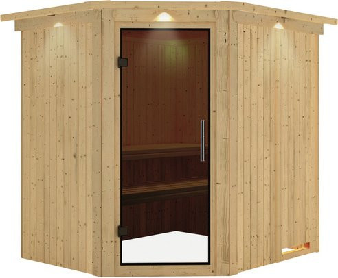 Karibu Sauna Talsen für 3 Personen aus Fichte in Beige ohne Ofen B/T/H: 202 x 184 x 210 cm - Bild 1