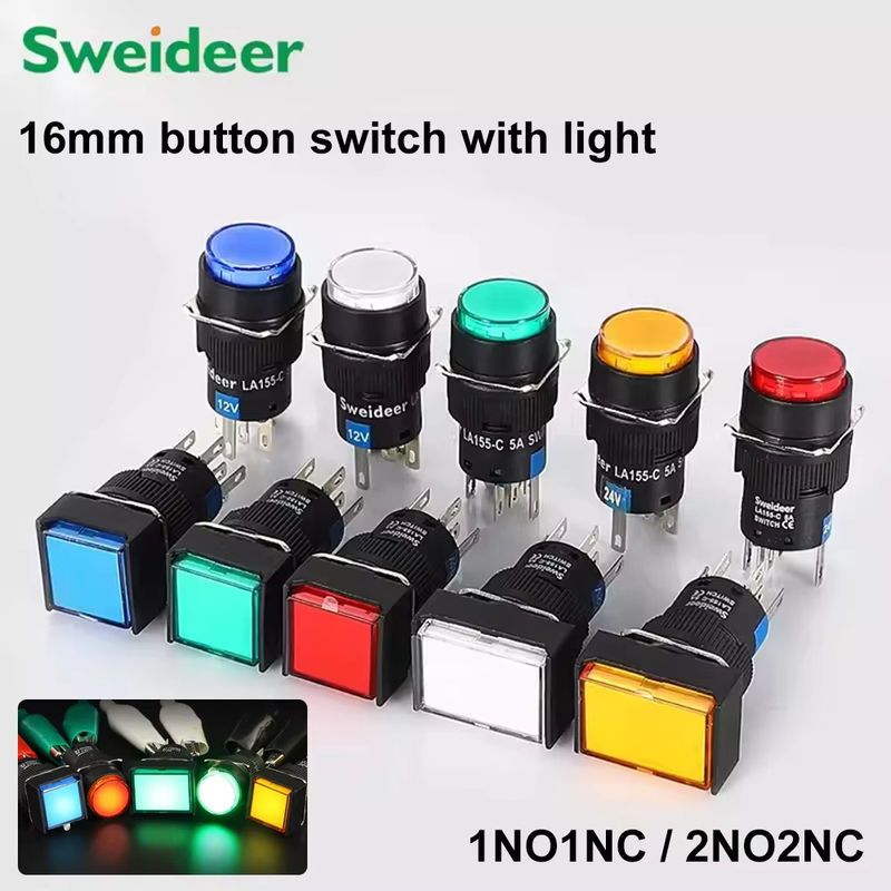 LED beleuchteter Druckknopfschalter Sweideer 16 mm weiß, 220V, momentan oder selbsthemmend verfügbar - Bild 2