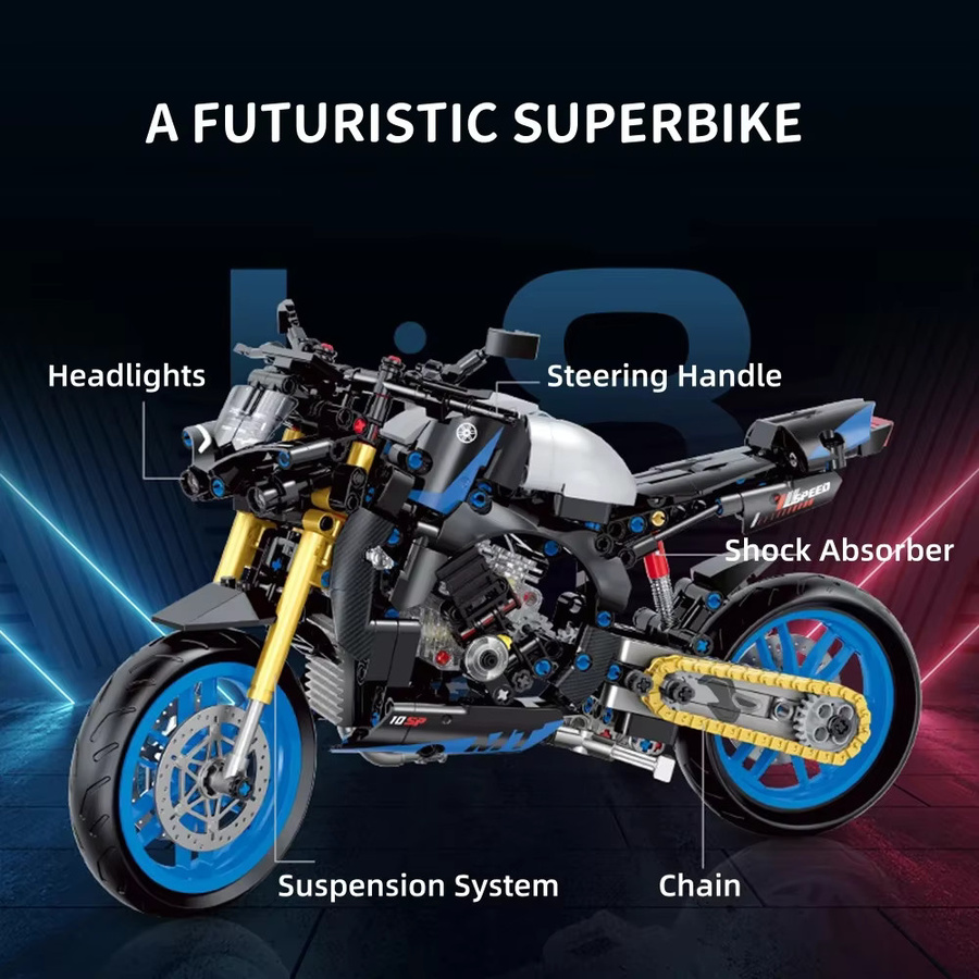 HUATEC Technische MOC-Bausteine, Motorrad-Modell, Bausatz - Bild 1
