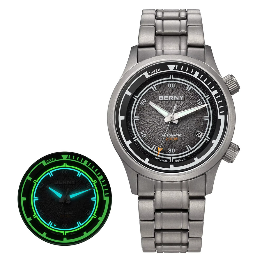 BERNY Taucheruhr, Automatik, Titan, Saphirglas, 20 ATM, Herren - Bild 7