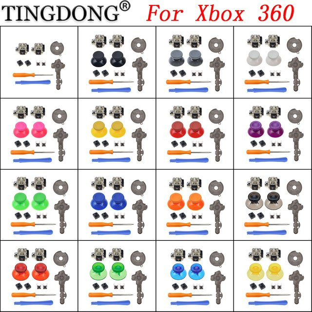 TingDong Ersatzteil-Set für Xbox 360 Controller mit Analogstick-Sensor Potentiometer, Daumengriffen und LT RT Trigger-Schalter-Tasten in Grau - Bild 1