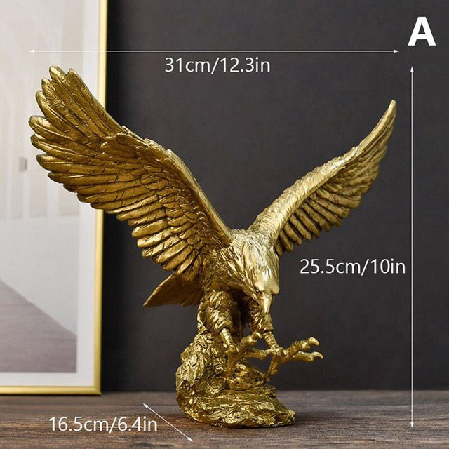 Yiran Furniture Goldene Adler Statue aus Harz als Deko-Ornament für dein Home Office oder Desktop - Bild 1