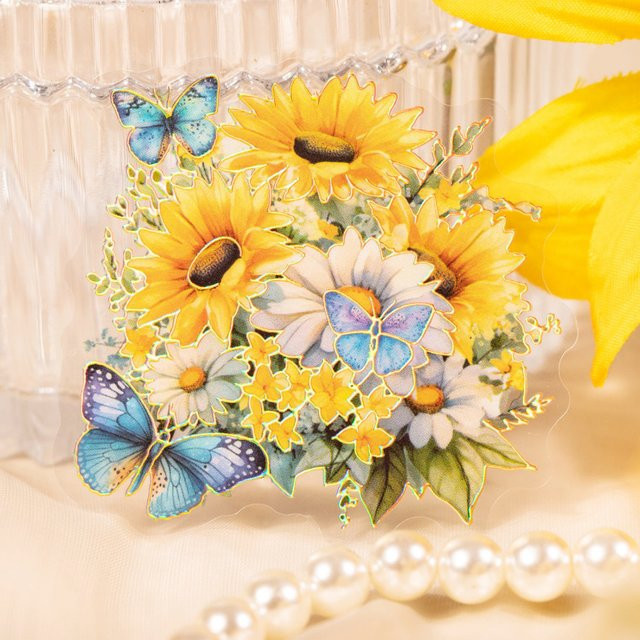 20 Stück Sonnenblumen Aufkleber in Gelb für Tagebuchverzierung und Geschenkverpackung - Bild 1