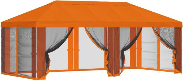 vidaXL Pavillon mit Dach und Seitenwänden aus Polyester, Orange, B x T: 600 x 300 cm - Bild 1