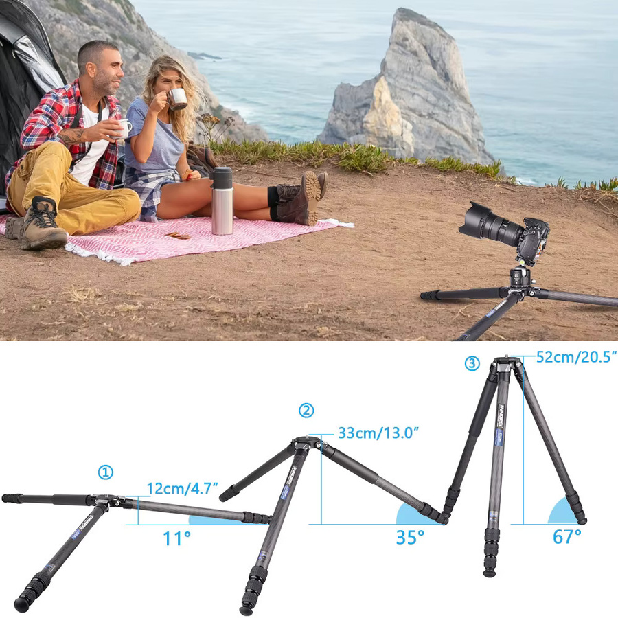INNOREL CT324C Professionelles Reisekamerastativ in Schwarz mit Steintasche für DSLR und Camcorder, maximale Belastbarkeit 25 kg - Bild 5