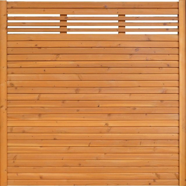 BM Massivholz Sichtschutzzaun-Element Typ 138 aus Fichtenholz, Kirschbaumfarben, lasiert, B/H: 180 x 180 cm - Bild 1