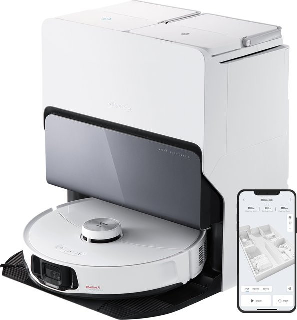 Roborock S8 MaxV Ultra Saugroboter mit Wischfunktion, Weiß, 10.000 Pa Saugkraft, Heißwasser-Moppwäsche und ausziehbarer Seitenbürste, Generalüberholt - Bild 1
