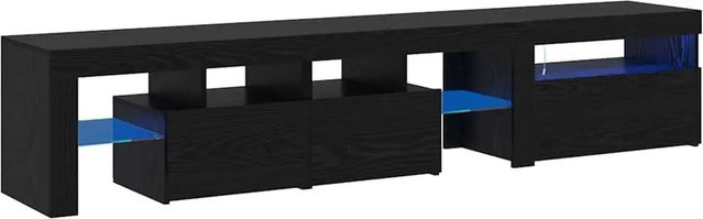Set aus 2 vidaXL TV-Schränken in Eiche Schwarz mit integrierter LED-Beleuchtung und Schwenktüren, modern und freistehend - Bild 1