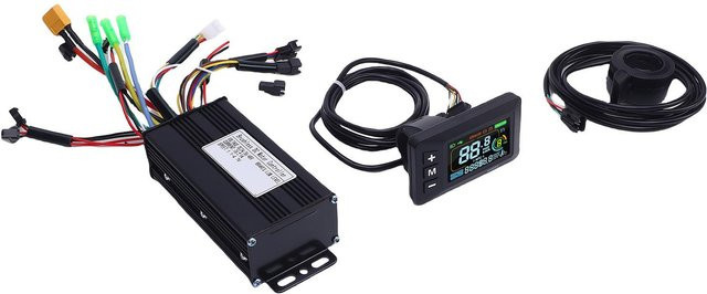 Fishine Elektroroller Umbausatz mit 26A Controller, wasserdichtem LCD GD02 Farbdisplay Messgerät und 130W Daumengas in Schwarz - Bild 1