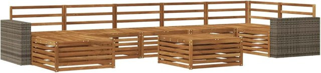 vidaXL Outdoor-Sofagarnitur aus Akazienholz in Braun, 8-teiliges Set mit Tisch und Ecksofa - Bild 1