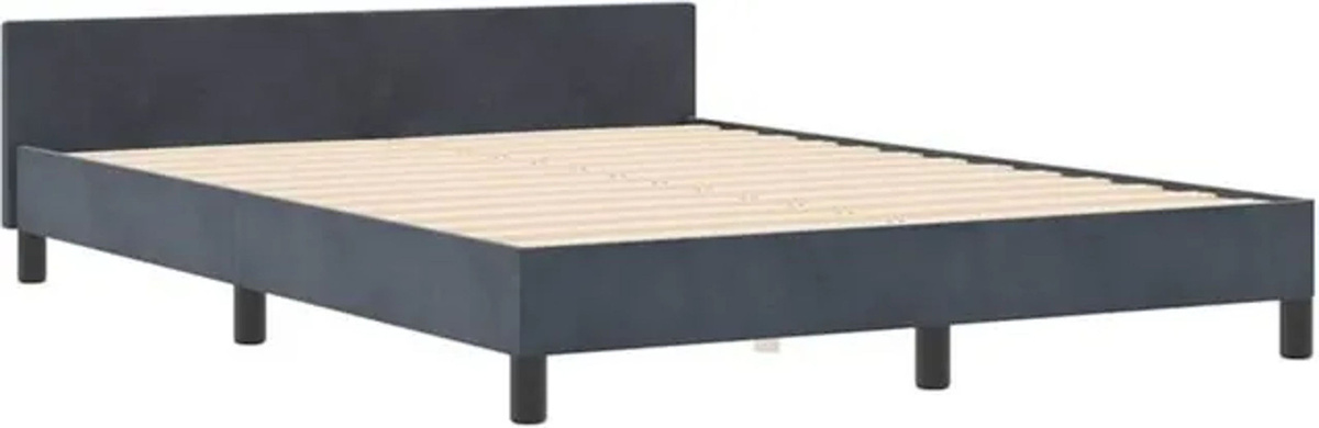 Modernes Polsterbett mit Kopfteil von vidaXL aus Samt in Anthrazit, B/T/H: 140 x 200 x 118 cm - Bild 1
