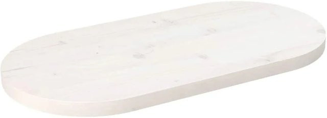 vidaXL Tischplatte aus Massivholz Kiefer in Weiß, Oval, B/T/H: 80 x 40 x 2,5 cm - Bild 1