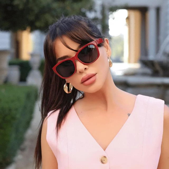 BLUEMOKY Cat-Eye Sonnenbrille, Damen, Vollrand, rot, Kunststoff - Bild 1