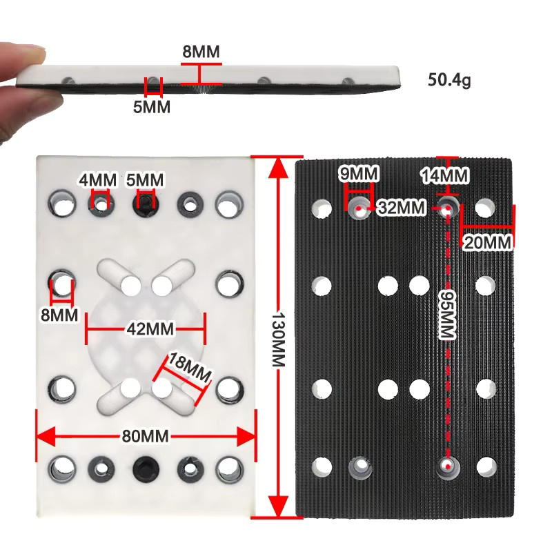 Vibratite Ersatz-Schleifpad Soft Interface Pad Schaumstoffschutzscheibe mit 16/54 Löchern für RS400 LS130 Schleifer, B: 80 mm, T: 133 mm - Bild 2