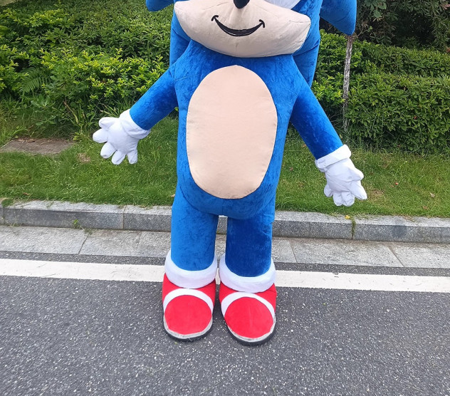 Potdemiel Sonics Aufblasbare Maskottchen Kostüm, Blau, Tier, Plüsch / Textil - Bild 1