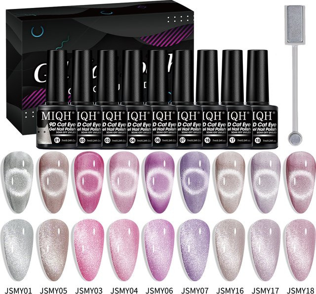 Sui Katzenaugen-Nagellack-Set, 9 Farben, mit Mondstein und Sterneffekt - Bild 1