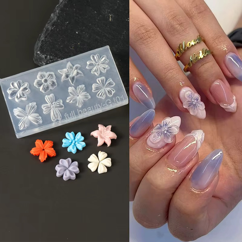 KuZHEN Nagelform Silikon, Blumen Design Maniküre Schablone - Bild 2