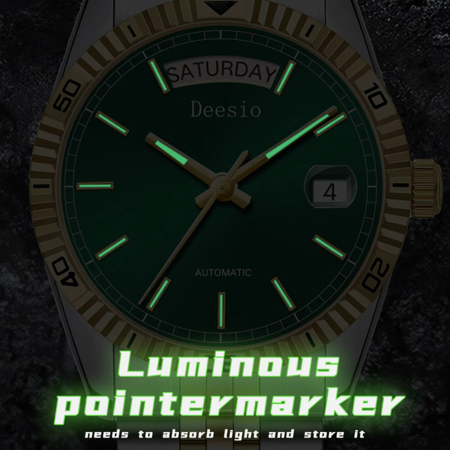 Deesio Armbanduhr Automatik, Edelstahl, Datum, Wochentag, Herren - Bild 2
