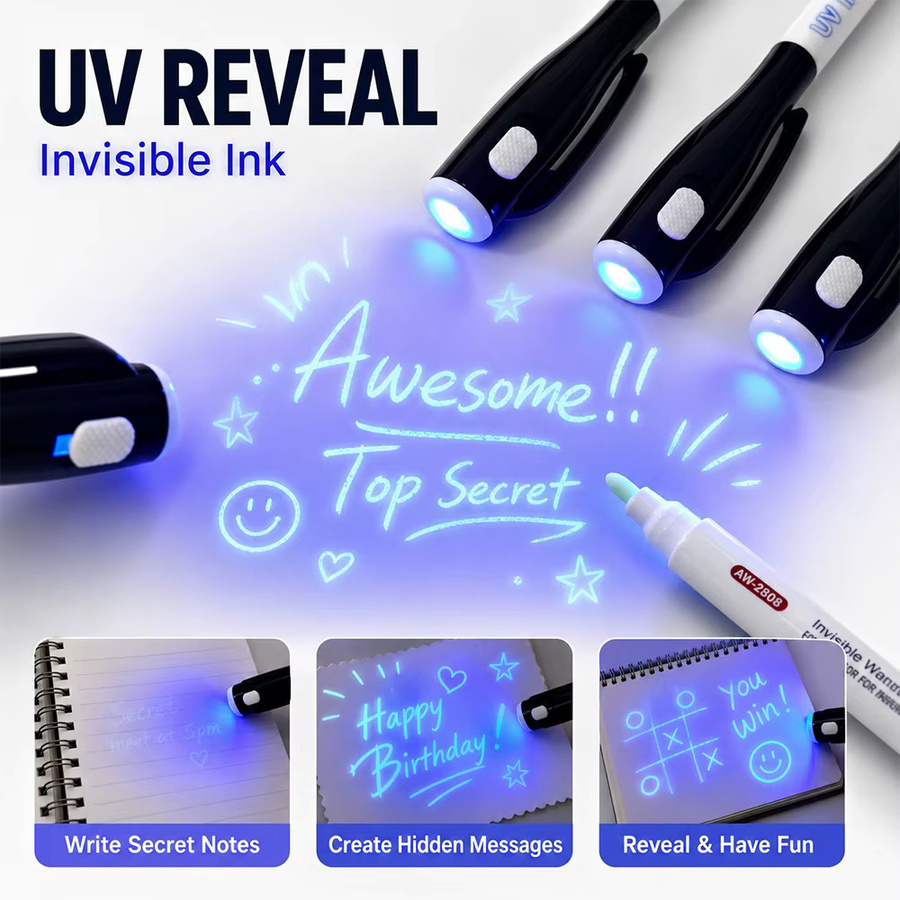 12 Stück UV-Licht unsichtbare Marker mit verschwindender Tinte, weiße Schreibstifte für Kunst, DIY und Bürobedarf - Bild 2