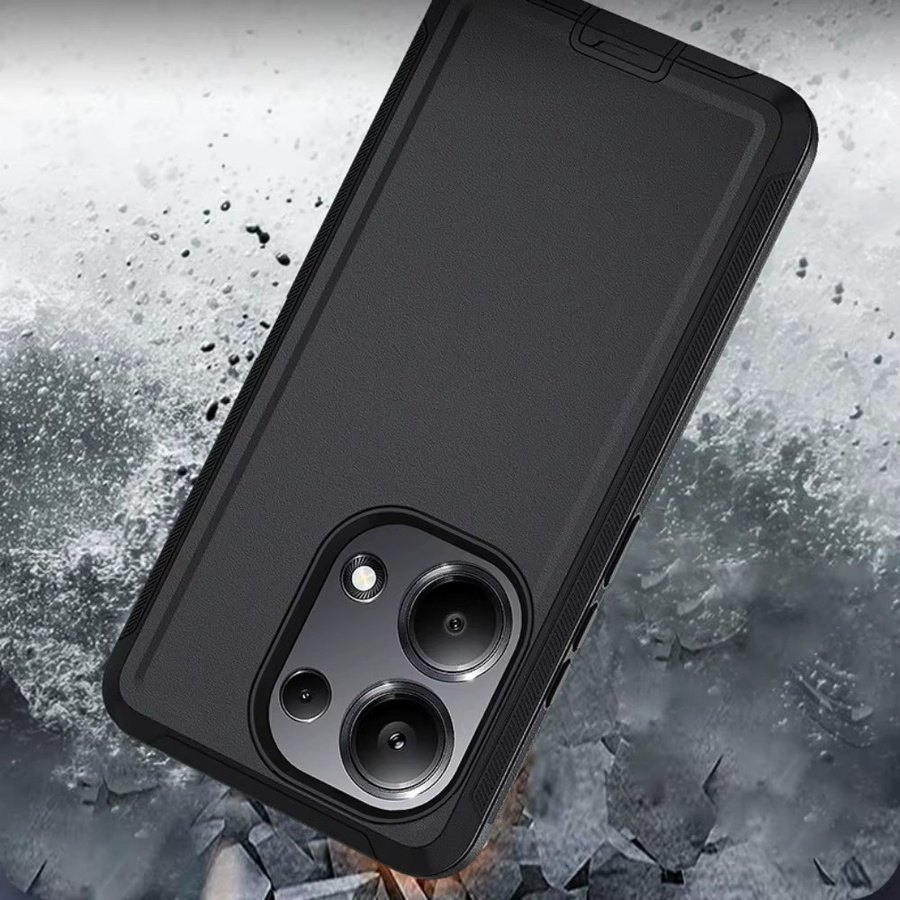 Robuste Defender Schutzhülle für Xiaomi Redmi Note 15C 14C 13 Pro 4G 5G mit 360 Grad Schutz und drehbarer Rückenklappe in Blau oder Schwarz - Bild 3