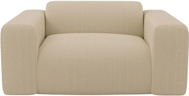Maison Céphy Sessel Pogni mit gerader Rückenlehne in Beige aus Feincord, Breite: 130 cm - Bild 1
