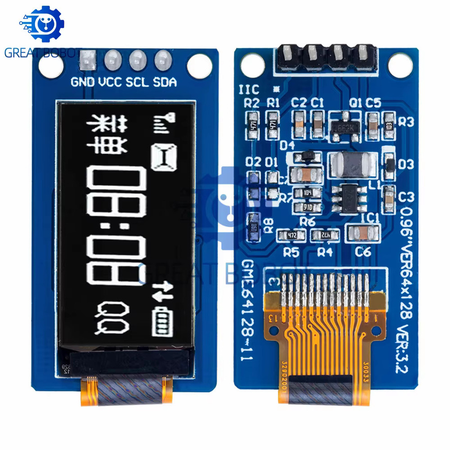 Baishundianzi OLED-Display 0,96 Zoll mit hochkontrastem LCD-Modul, Auflösung 64 x 128, SSD1107-Treiber, vertikaler Bildschirm, Farbe Blau, passend für Arduino - Bild 3