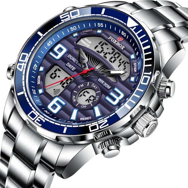 LIGE Armbanduhr Chronograph, Quarz, Edelstahl, Blau, Herren - Bild 1