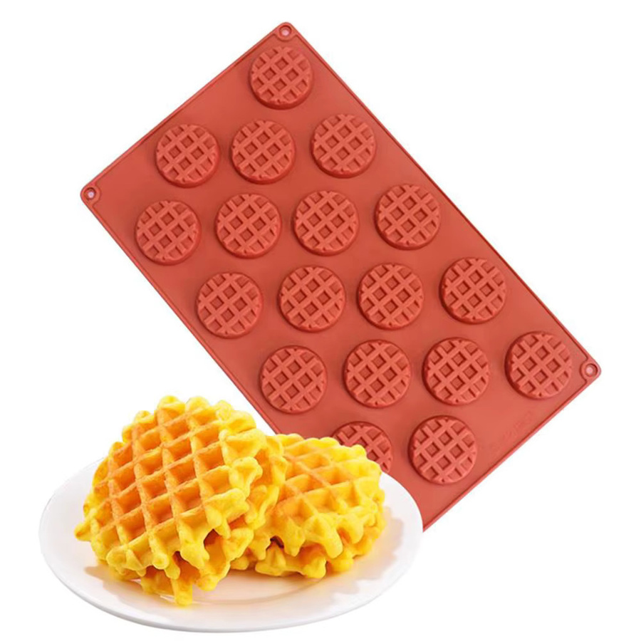 Runde Silikonform für Waffeln, Schokolade und Kerzen in Rot, lebensmittelechtes Backzubehör - Bild 1