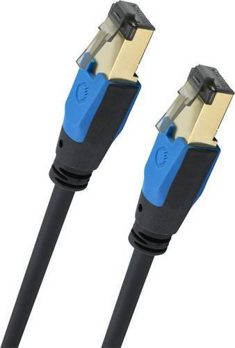 Oehlbach Giga Stream RJ45 Patchkabel CAT 8.1 Ethernet LAN Kabel Schwarz, Länge: 5,00 m - Bild 1