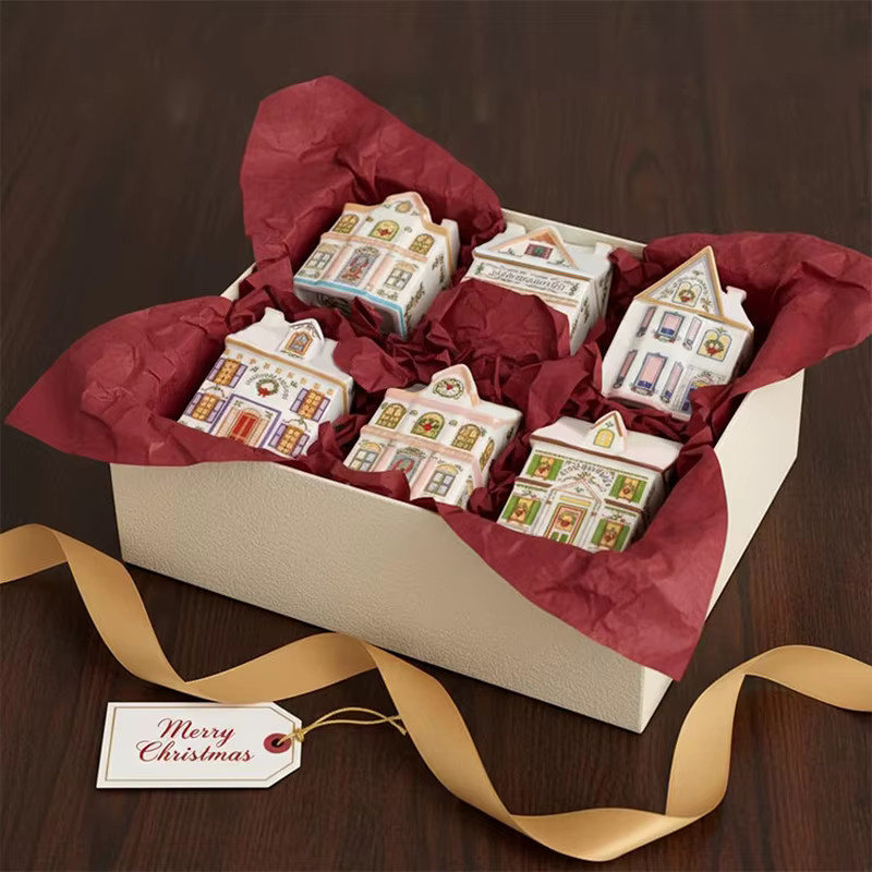 TPXCKz Mini Lebkuchenhaus Gewürzglas Set aus Keramik in Multicolor als festliche Weihnachtsdekoration - Bild 4