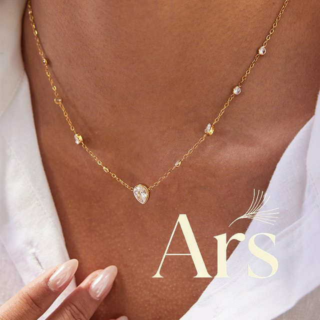 Ars Halskette Edelstahl, Gold, Zirkonia, Damen - Bild 1