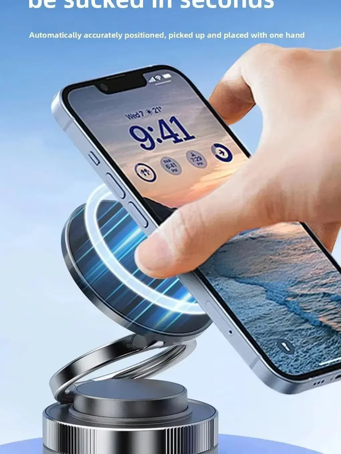 Tutew Elektrischer Vakuum Magnetischer Telefonhalter in Schwarz mit 360 Grad Rotation und faltbarer Autohalterung für Live-Streaming - Bild 7