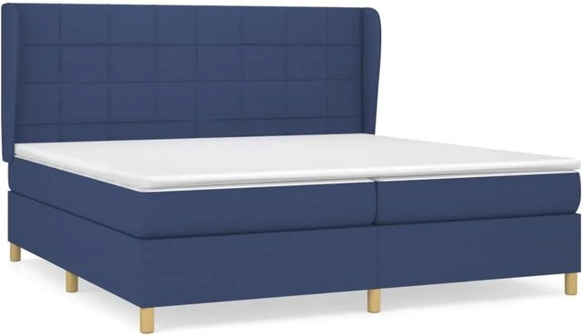 vidaXL Boxspringbett mit Matratze Hybrid-Design in Blau und Weiß, B/T/H: 200 x 200 x 118 cm - Bild 1