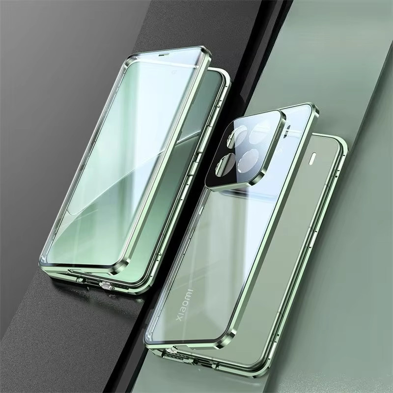 Transparente magnetische Schutzhülle für Xiaomi 15T Pro und 15T mit doppelseitigem Temperglas in Silber - Bild 3