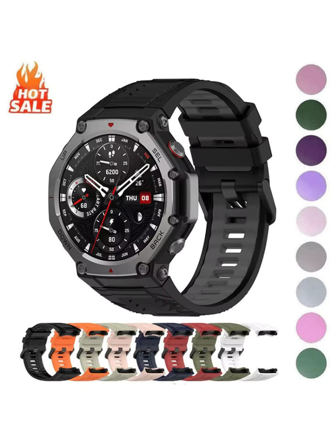 Amazfit Uhrenarmband Silikon, Schwarz, Unisex - Bild 4