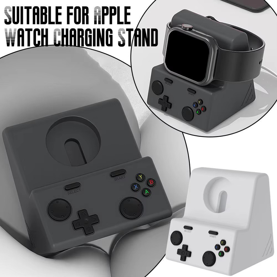 Silikon Desktop-Halter für Apple Watch Ultra, iWatch 10, 9 und 8 im Retro-Computer-Design, Farbe: Schwarz - Bild 5