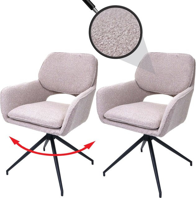 2er-Set MCW Esszimmerstuhl N74 in Beige mit Stoff Bouclé und Auto-Return Funktion - Bild 1
