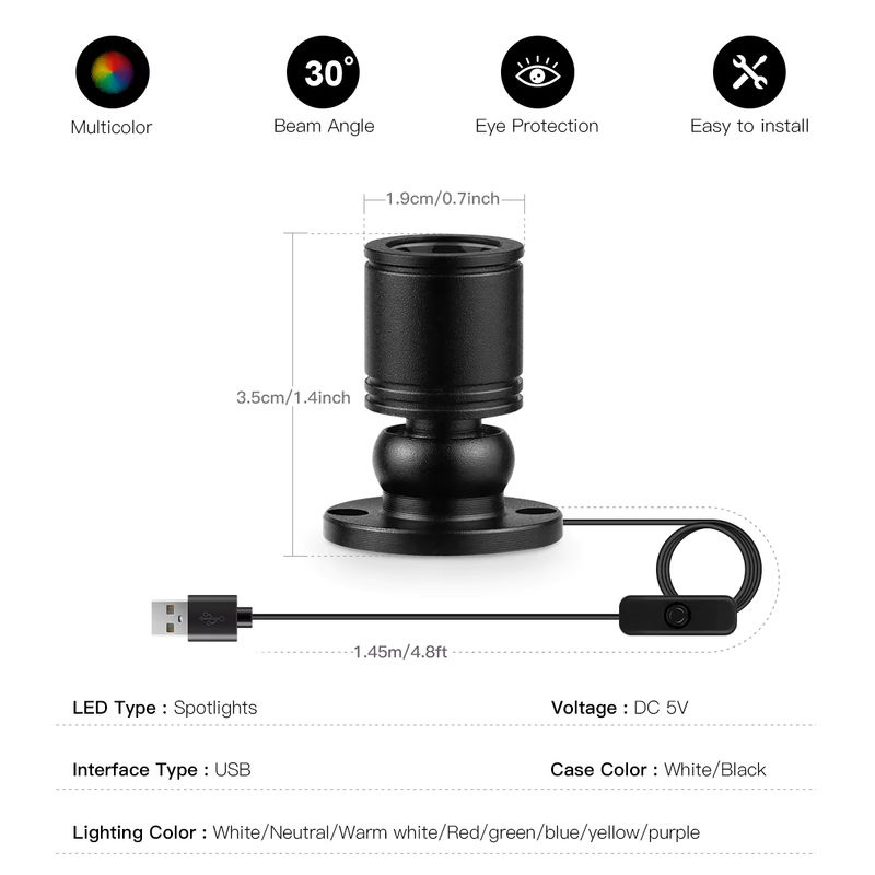 Rybakov LED-Spotlicht aus Aluminium mit RGB-Funktion und USB-Anschluss für Möbel und Vitrinen - Bild 2