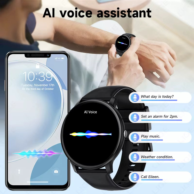 LIGE Smartwatch, Schwarz, Kunststoff, Silikon, Unisex - Bild 3