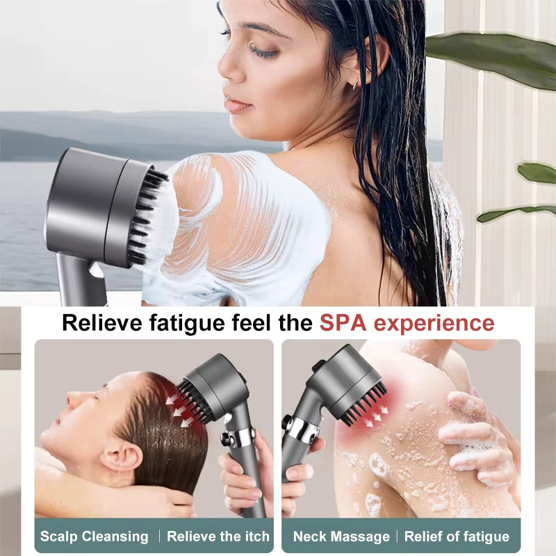 Eoopee Hochdruck-Massageduschkopf mit 4 Modi und Filterelement, runder Regenduschkopf mit One-Key-Stop-Funktion für dein Badezimmer - Bild 3