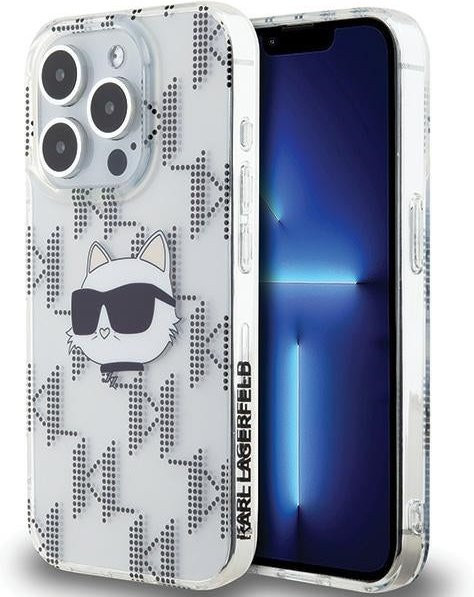 Karl Lagerfeld iPhone 15 Pro Max Schutzhülle Transparent mit IML Electroplated Choupette Head Design - Bild 1