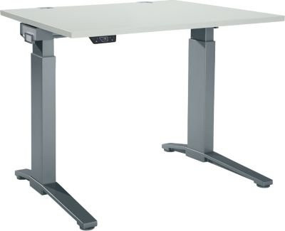 Schäfer Shop Genius Schreibtisch ERGOSTYLE S, elektrisch höhenverstellbar, einstufig, C-Fuß, Rechteck, Lichtgrau/Anthrazit, B: 120 cm, T: 80 cm, H: 71,5-118,2 cm - Bild 1